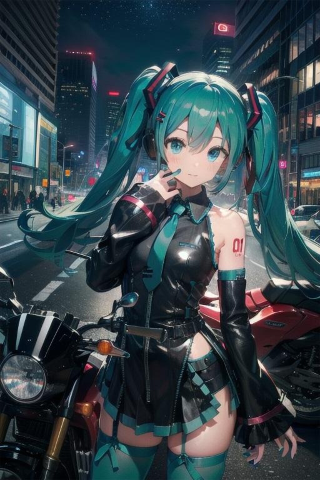 夜のミク　PixAI