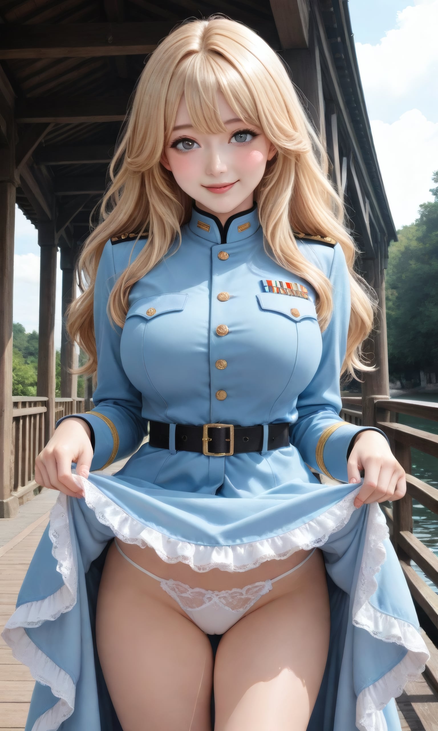 軍服スカートたくし上げ