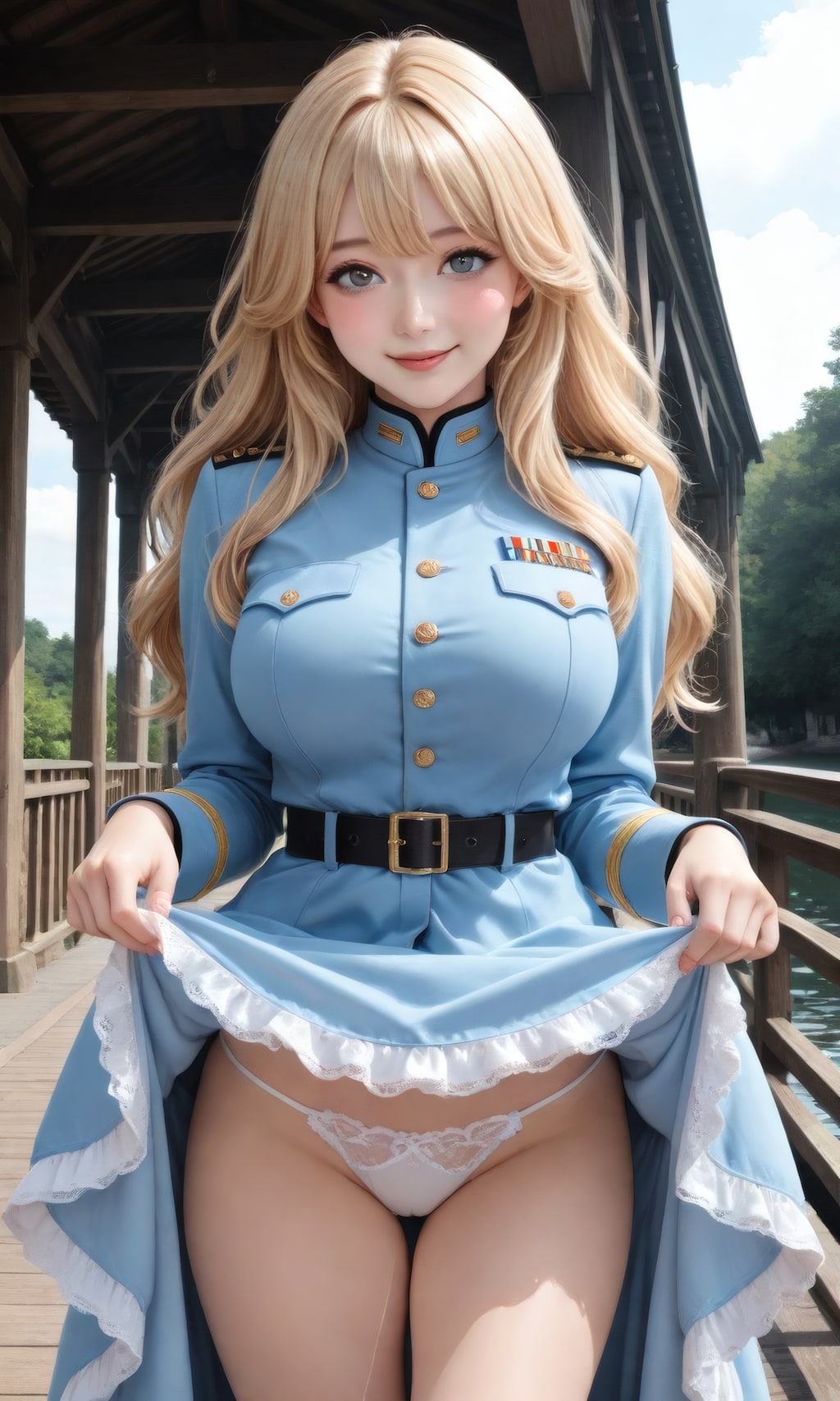 軍服スカートたくし上げ