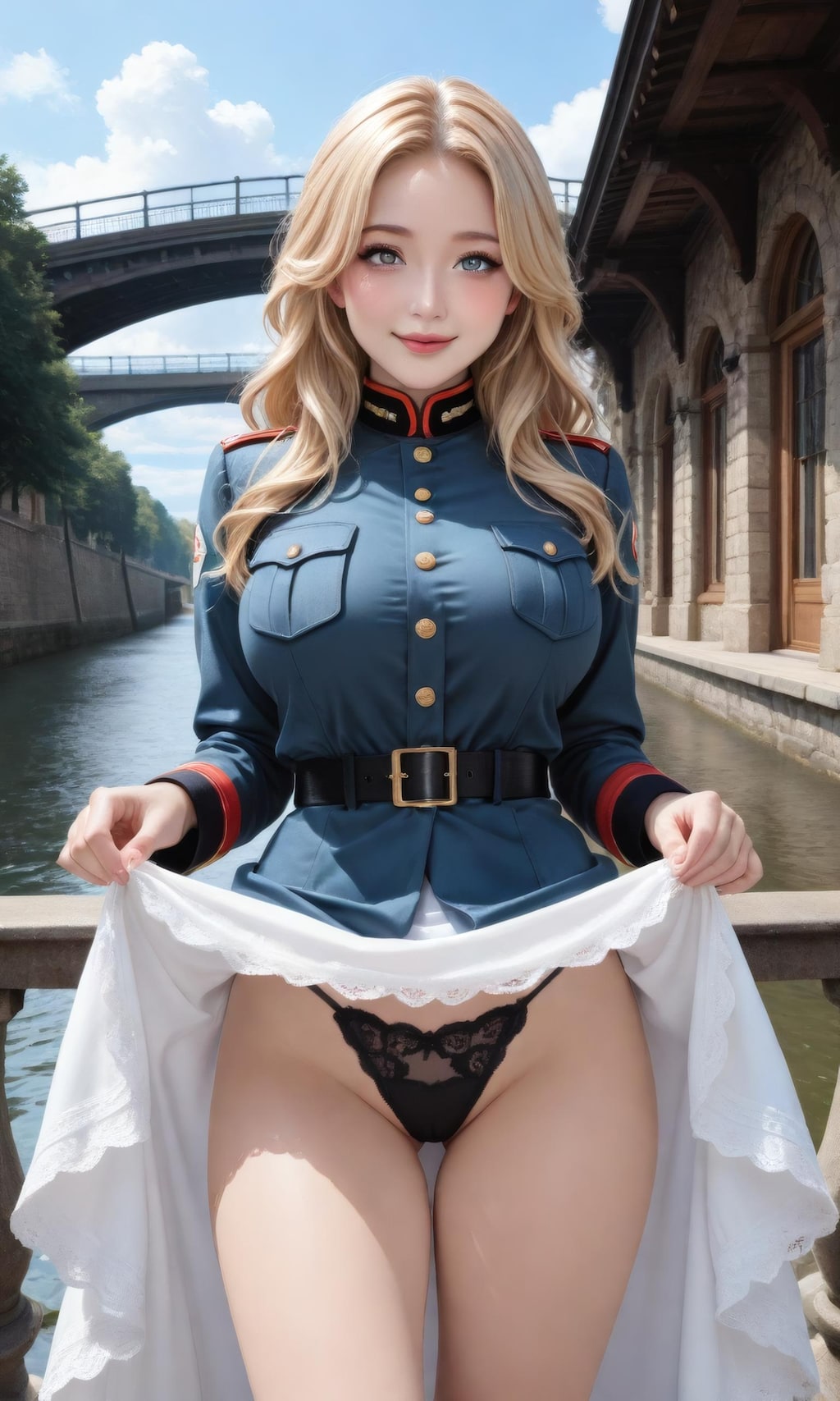 軍服スカートたくし上げ