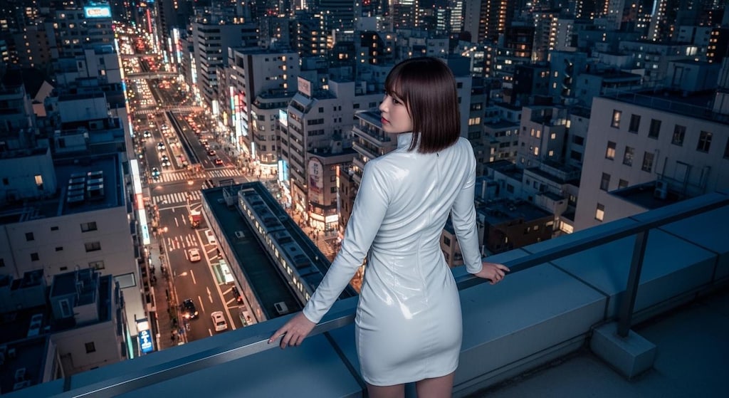 夜の街を見下ろして