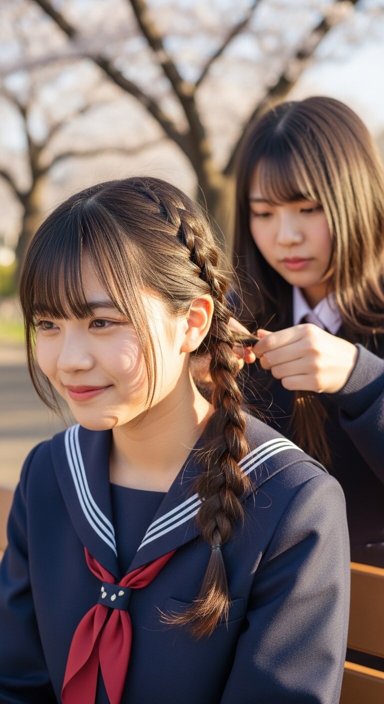 三つ編みを結ってあげたい