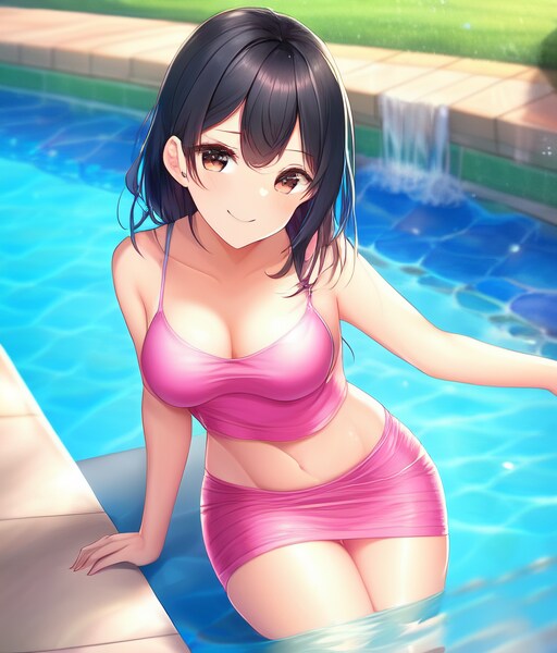 ピンク色の水着