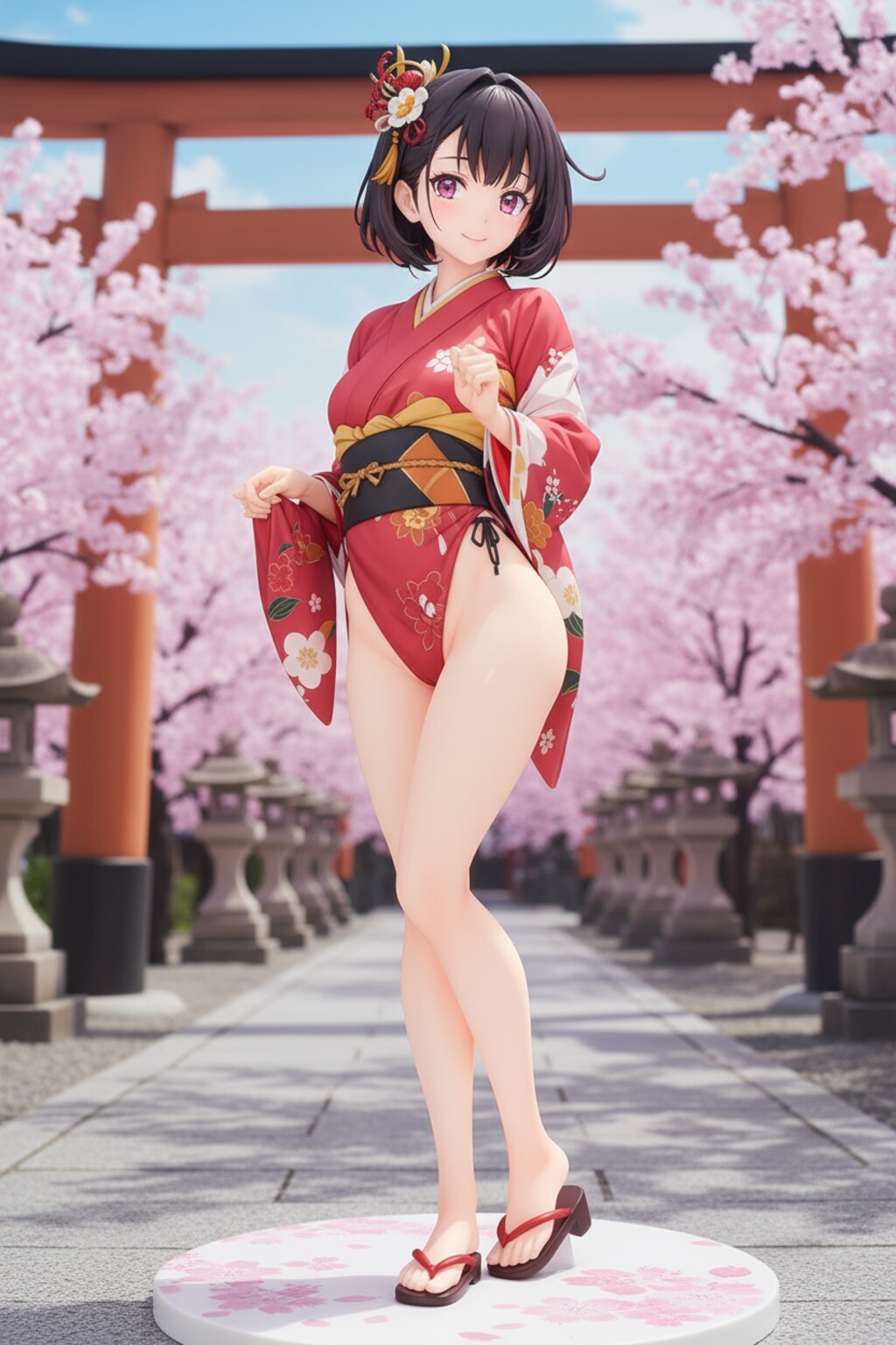 古都観光名物「和装ハイレグちゃん💕」を架空フィギュア化♪・・（どちらのフィギュア化AIが好きかは？お好みで♪）