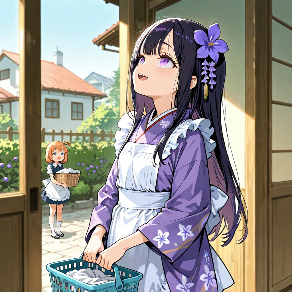 着物娘のお洗濯　菖蒲ちゃん