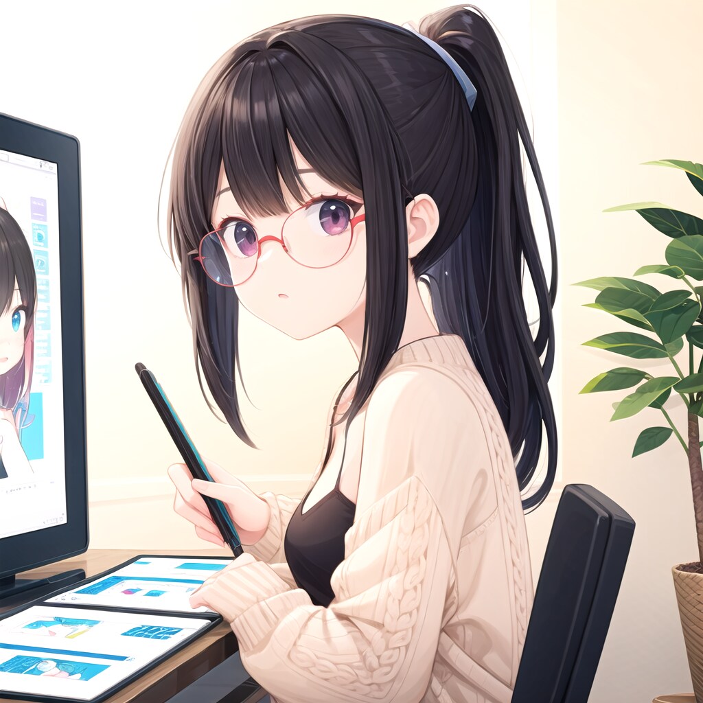 休日のラフなお絵描き作業