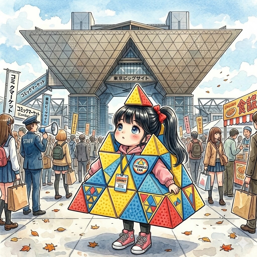 三角形のコスプレをする少女