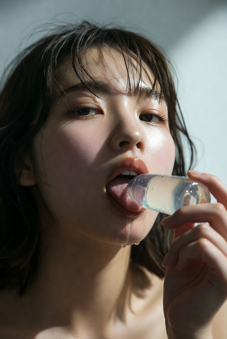 舐める女（一部）
