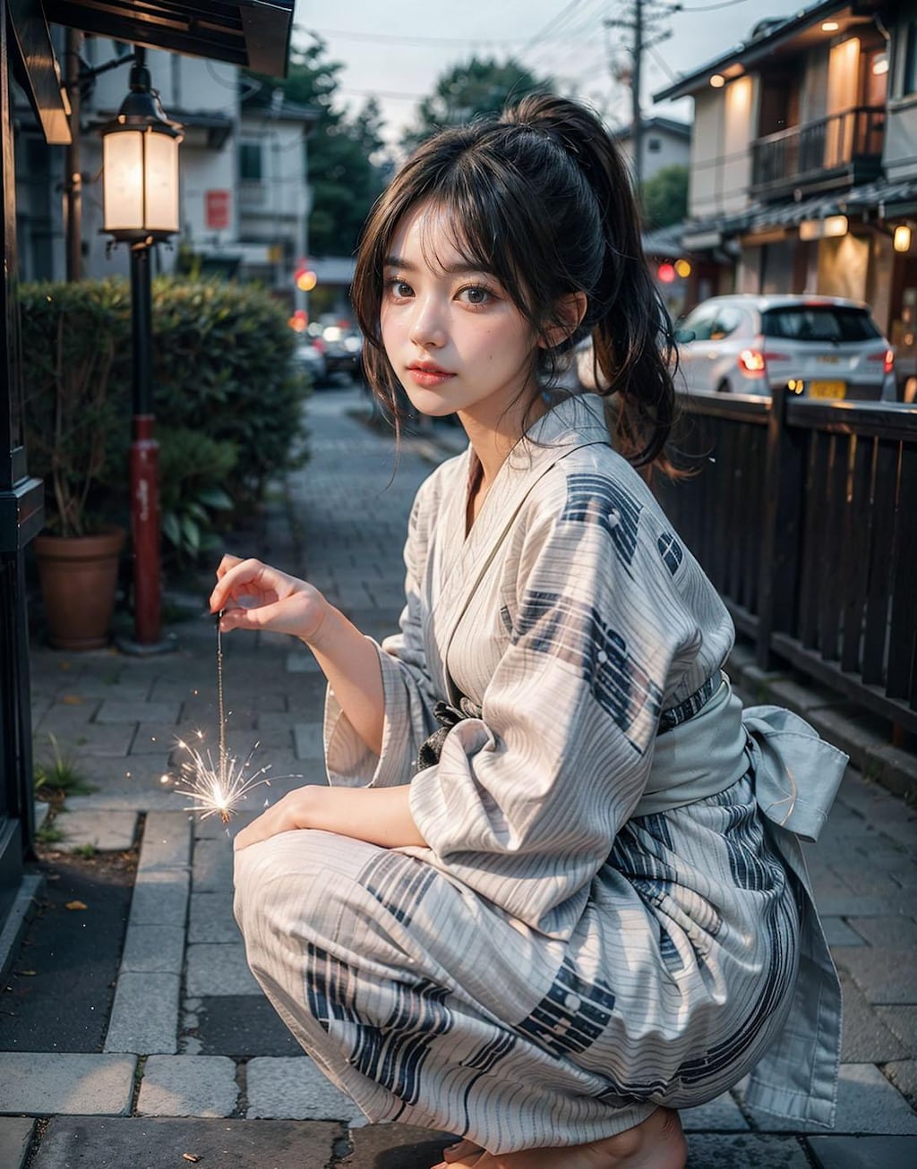 浴衣と花火