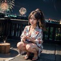 浴衣と花火 3枚目