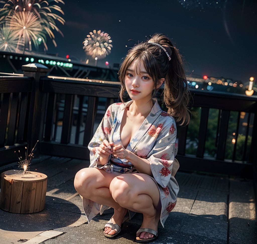 浴衣と花火