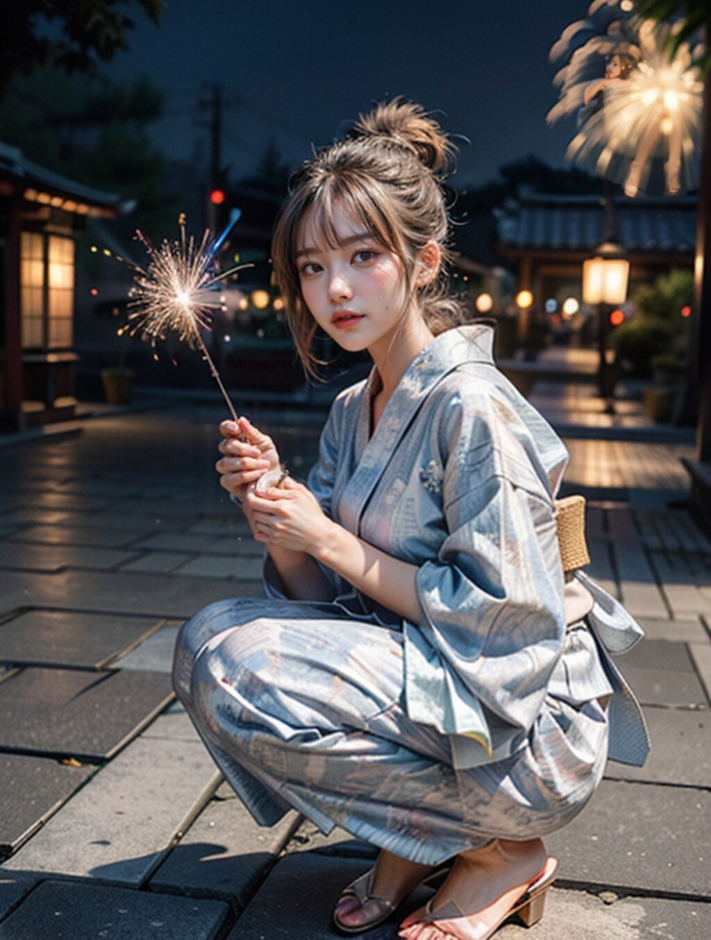 浴衣と花火