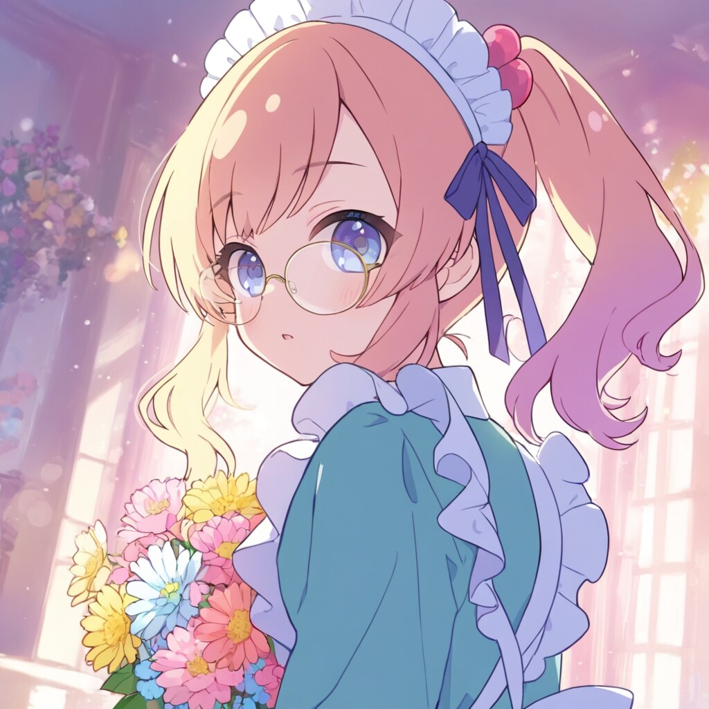 花束とメイドさん