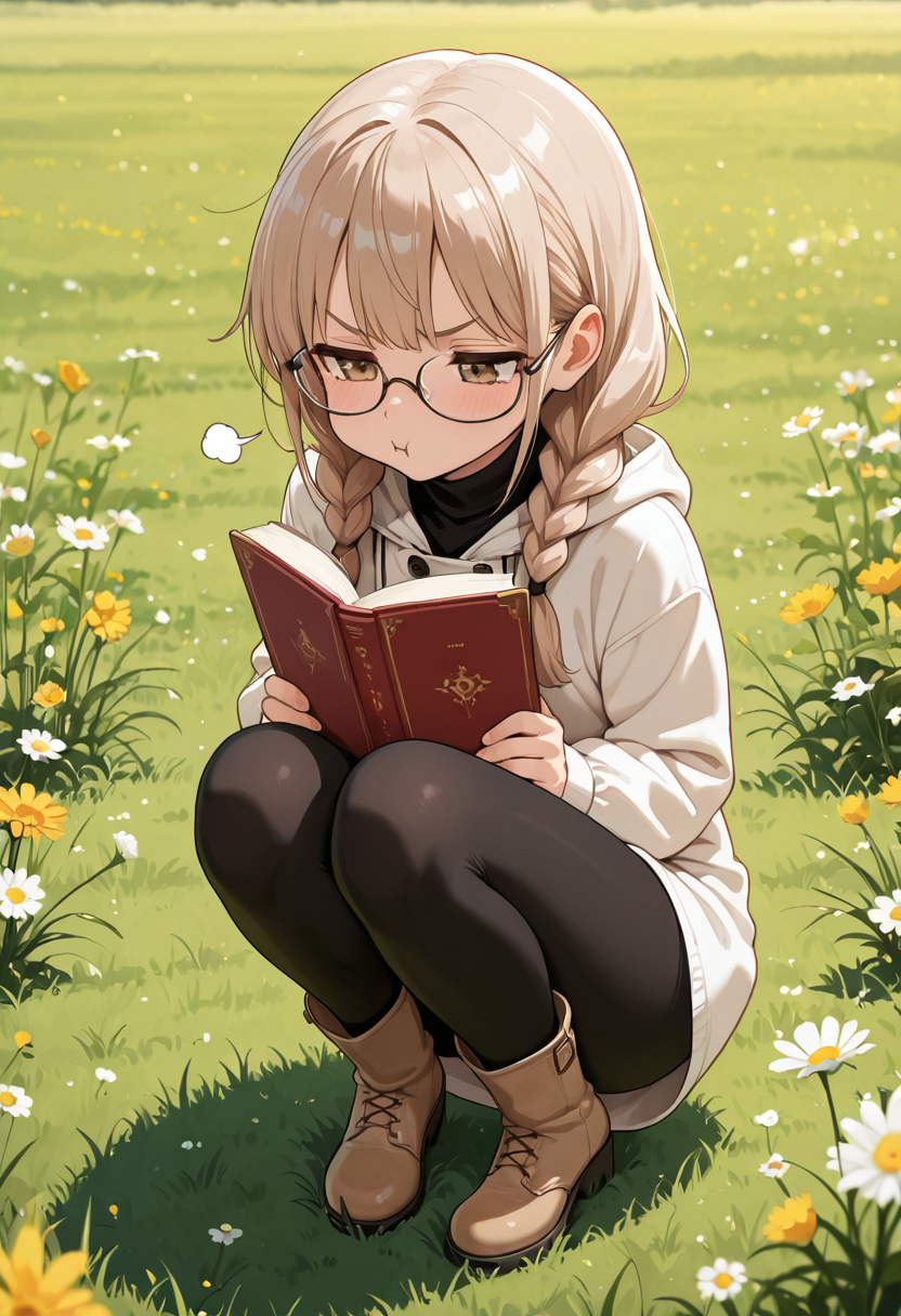 草原の読書タイム
