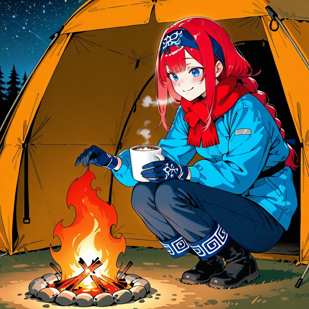 小織くんのソロキャンプ、ホットココアを添えて | の人気AIイラスト・グラビア