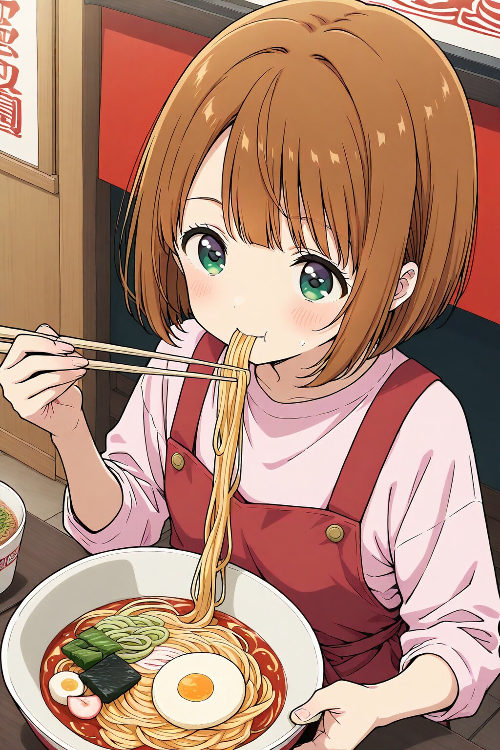 BEHIMOTHでラーメンを食べる少女 | の人気AIイラスト・グラビア