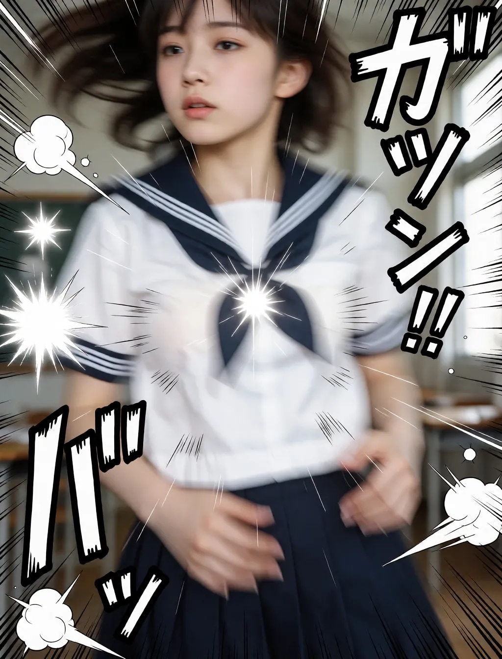 勢いのあるセーラー服