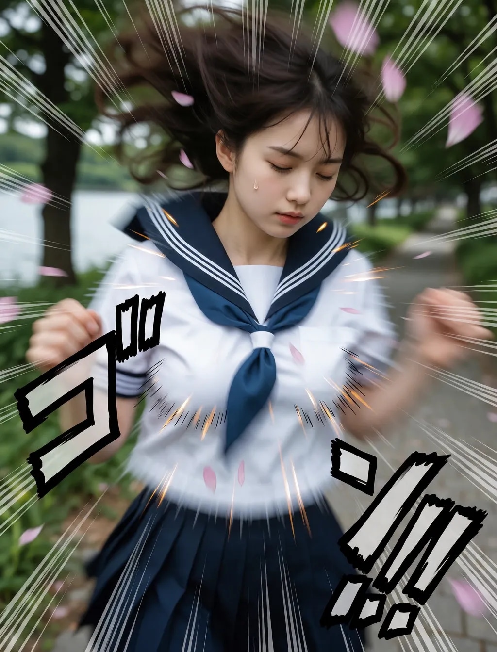 勢いのあるセーラー服