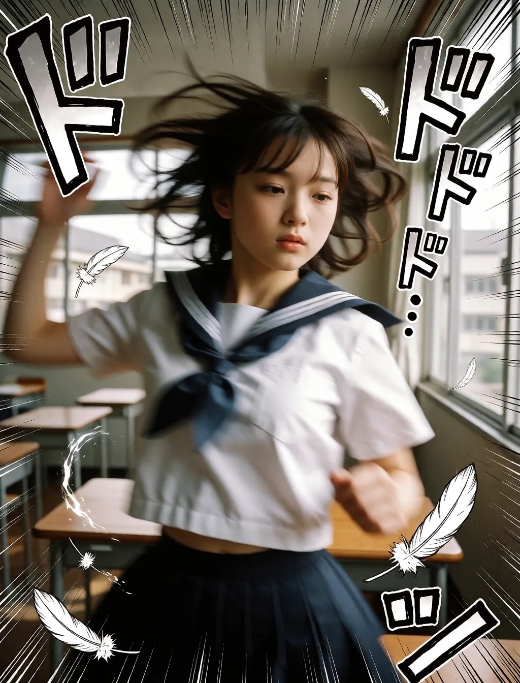 勢いのあるセーラー服