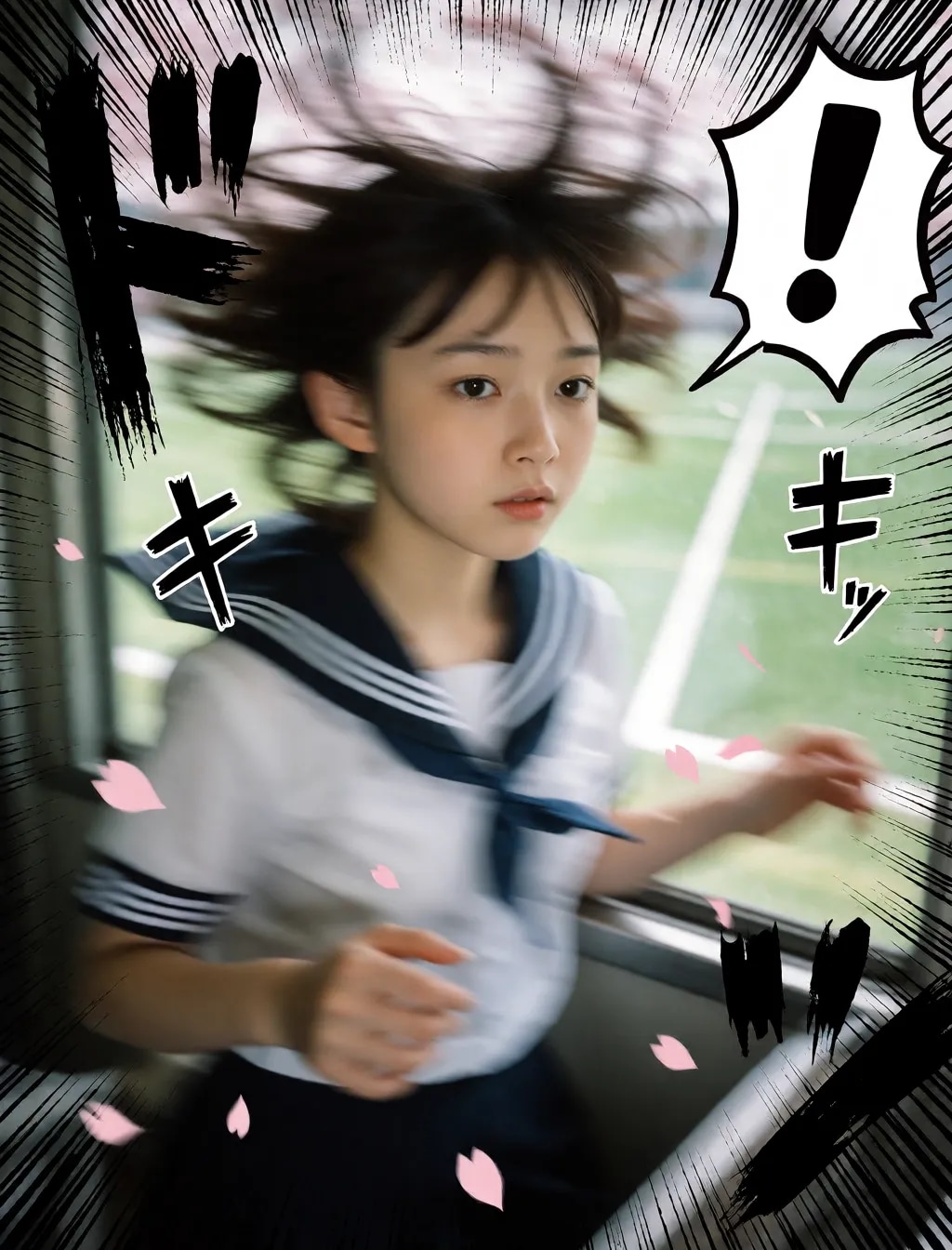 勢いのあるセーラー服