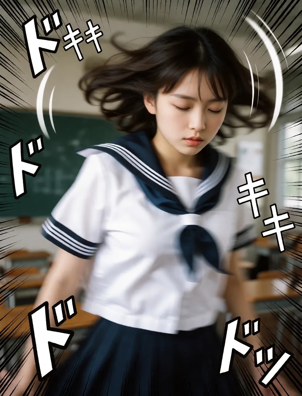 勢いのあるセーラー服