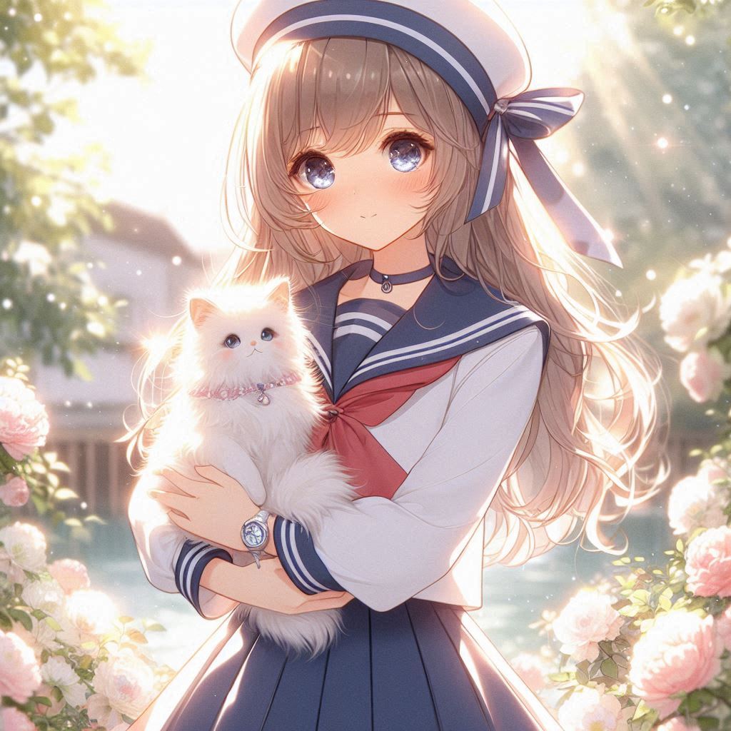 猫と少女(DALL-E)(5)