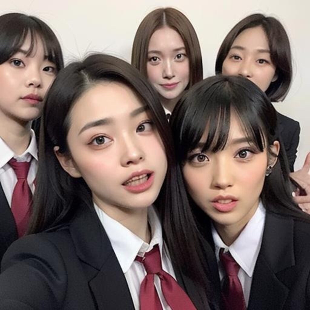 仲良しの女学生集