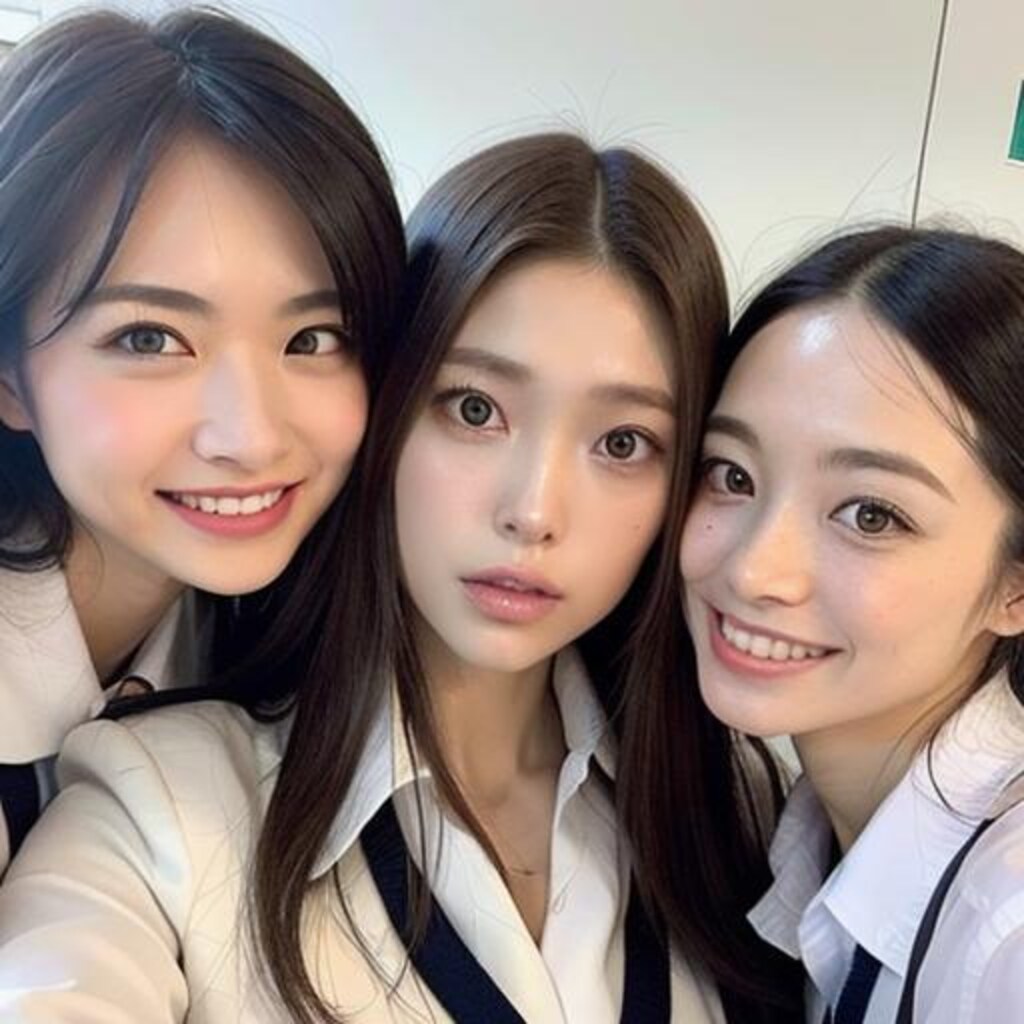 仲良しの女学生集