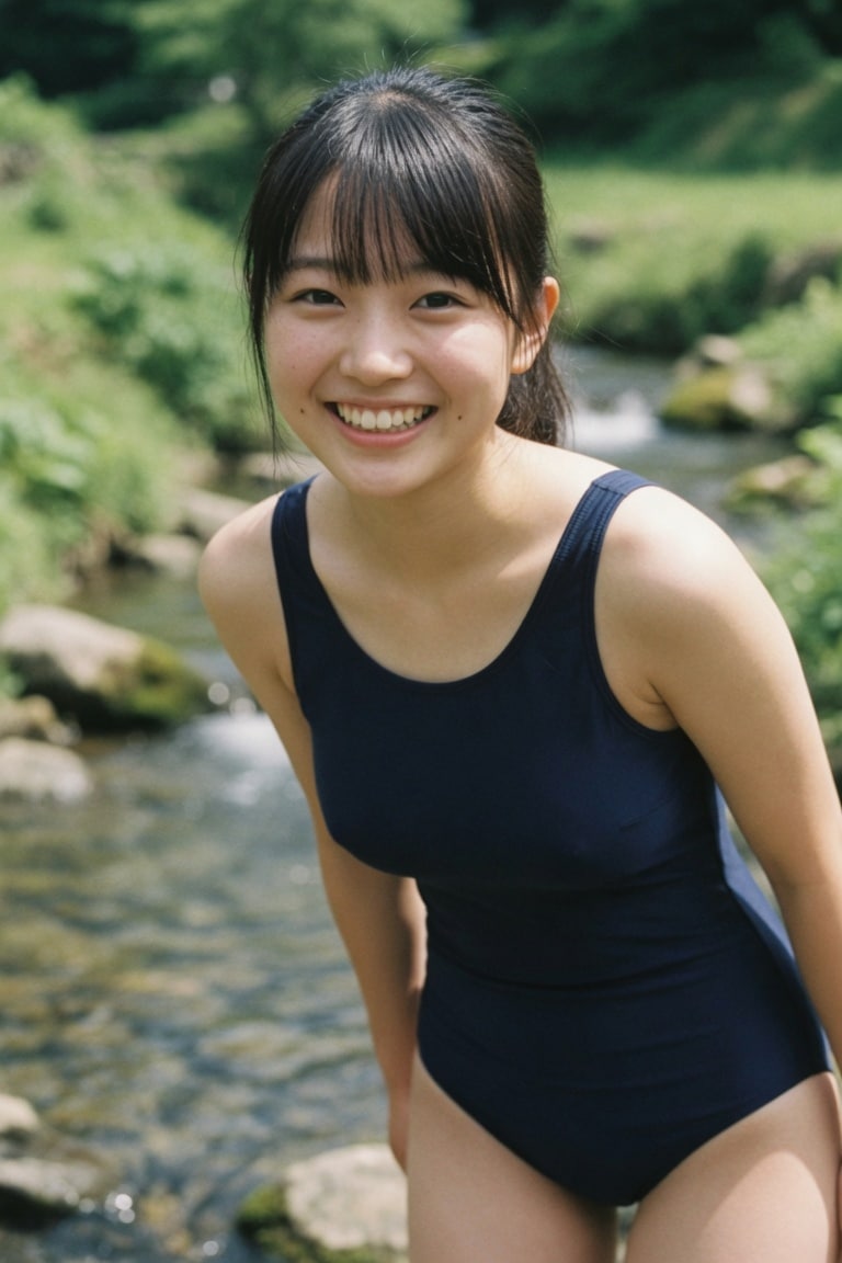 田舎で水遊び