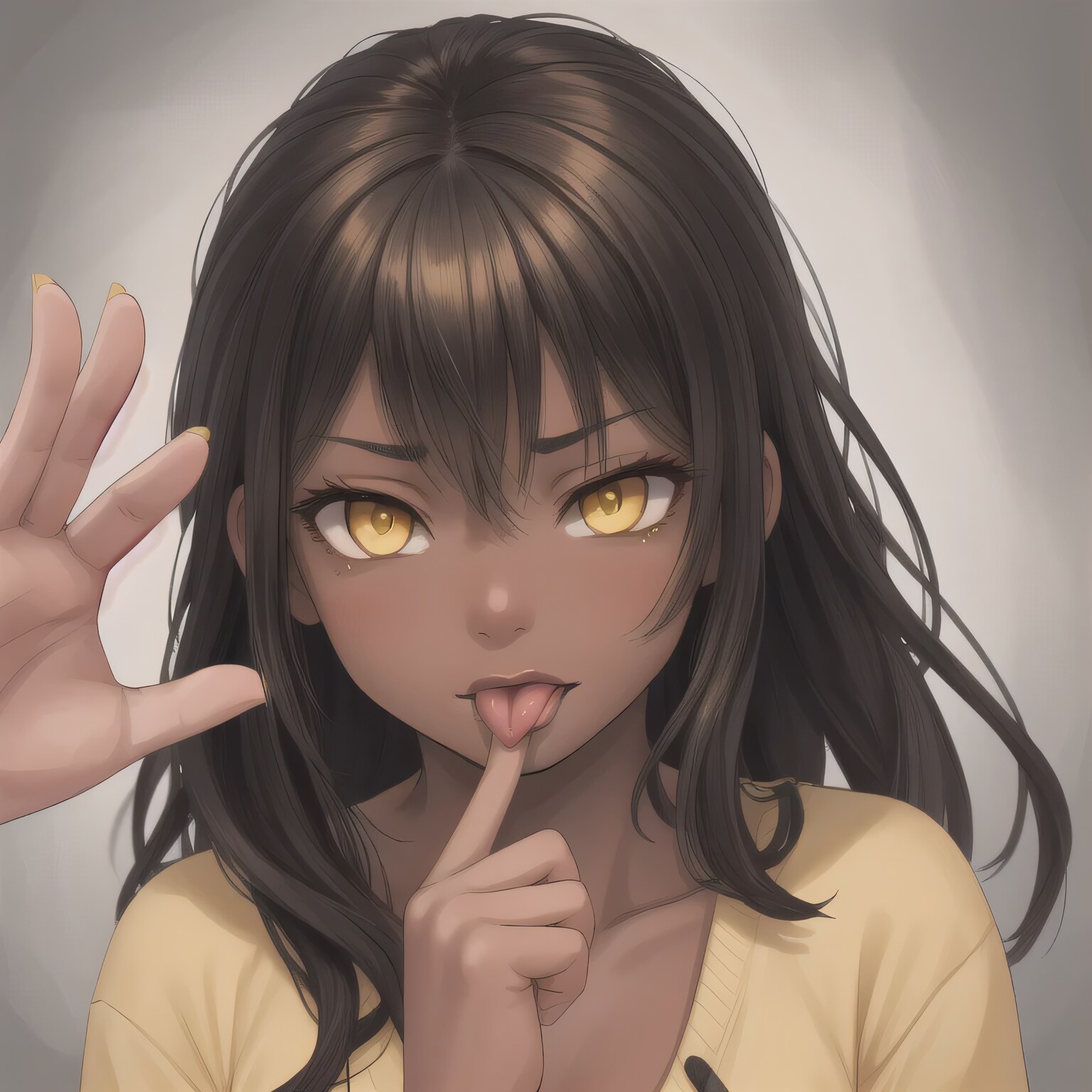 黒髪ロングの舌出し少女２３ | の人気AIイラスト・グラビア