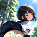 きゃぁ！　強い風……いえ、先輩以外の人に見られるのは恥ずかしいんですよ。見ていいのは……先輩だけ……ですよ。 7枚目