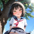 きゃぁ！　強い風……いえ、先輩以外の人に見られるのは恥ずかしいんですよ。見ていいのは……先輩だけ……ですよ。 2枚目