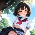 きゃぁ！　強い風……いえ、先輩以外の人に見られるのは恥ずかしいんですよ。見ていいのは……先輩だけ……ですよ。 4枚目
