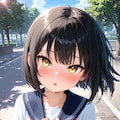きゃぁ！　強い風……いえ、先輩以外の人に見られるのは恥ずかしいんですよ。見ていいのは……先輩だけ……ですよ。 9枚目