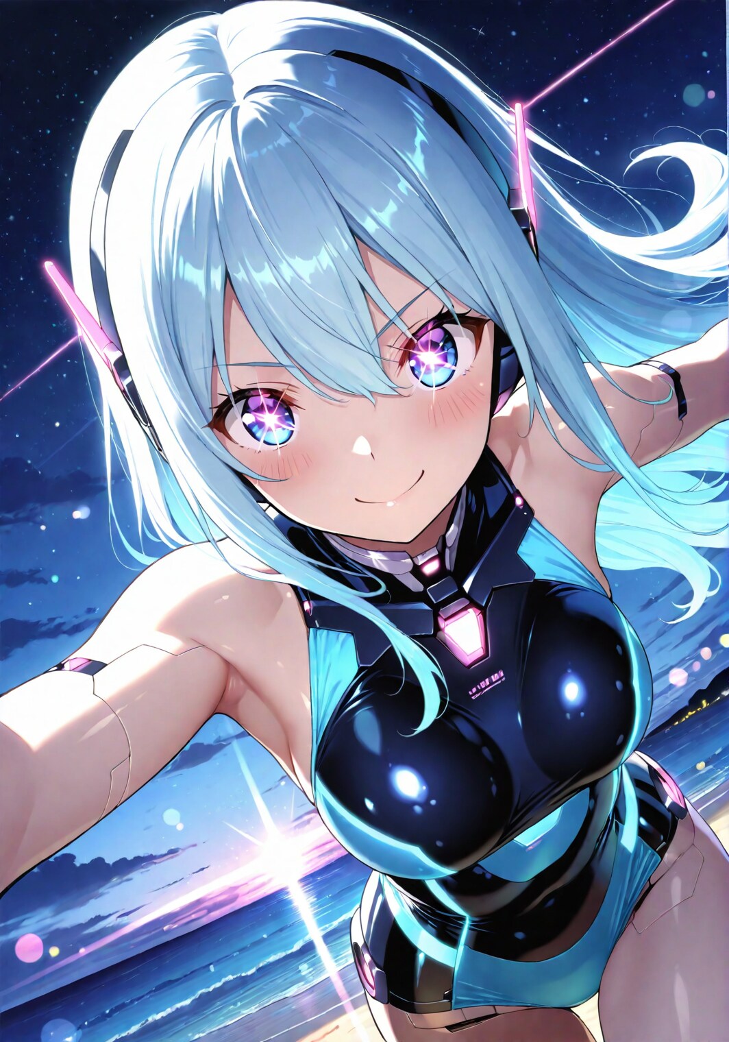 ロボットの少女の水着姿
