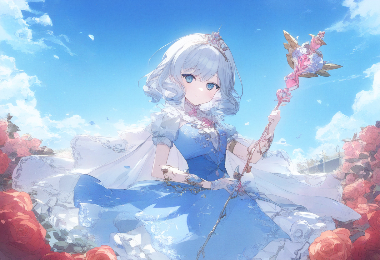魔法少女とバラ園と