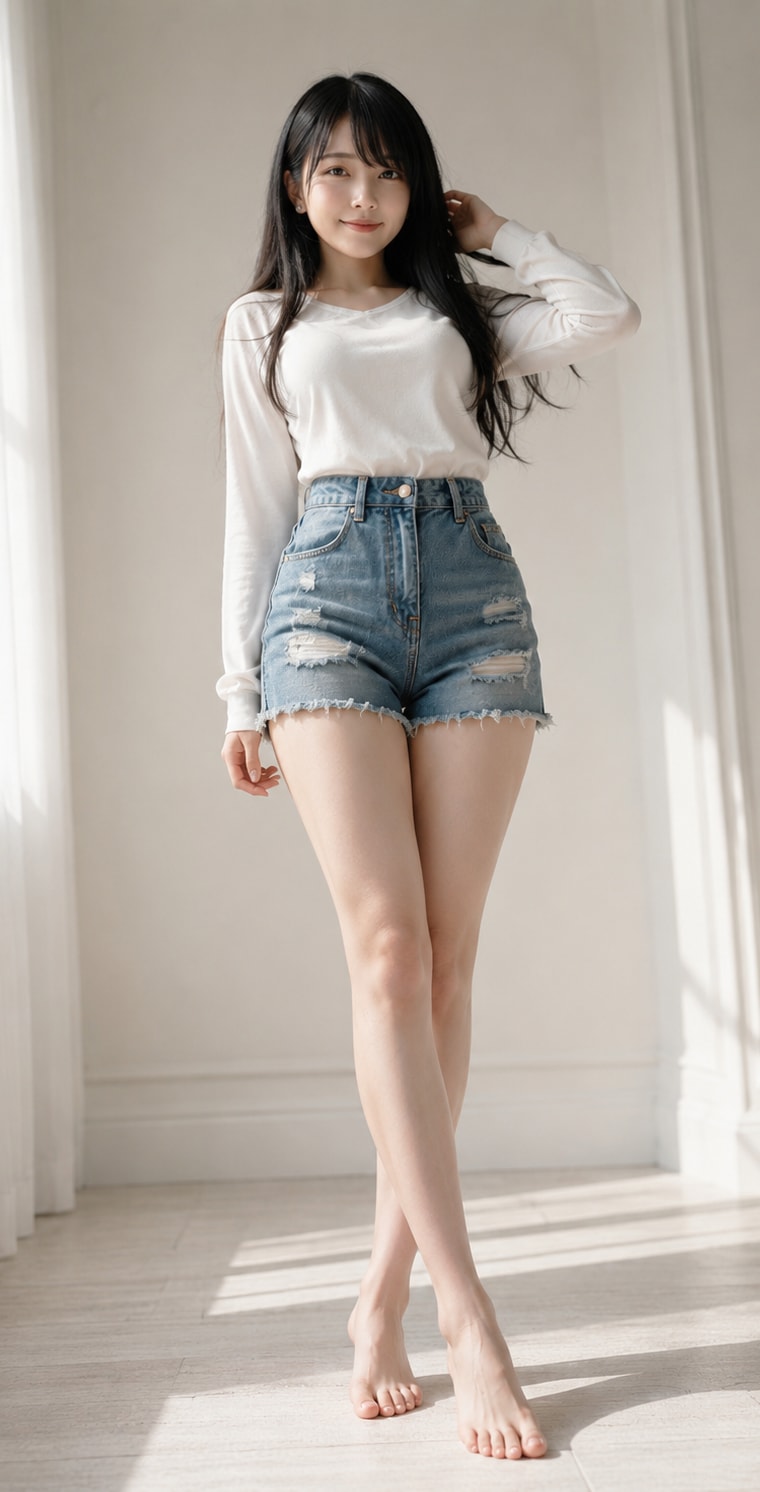 美脚のカジュアルお姉さん♡　スラっと縦長ver.