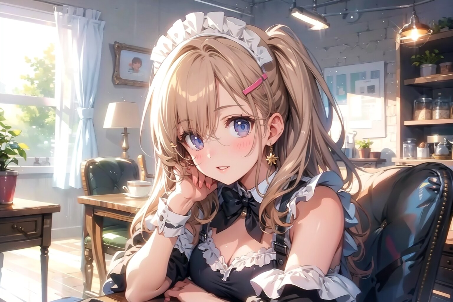 【一語生成】メイド　by #V4B　横長画像 | の人気AIイラスト・グラビア