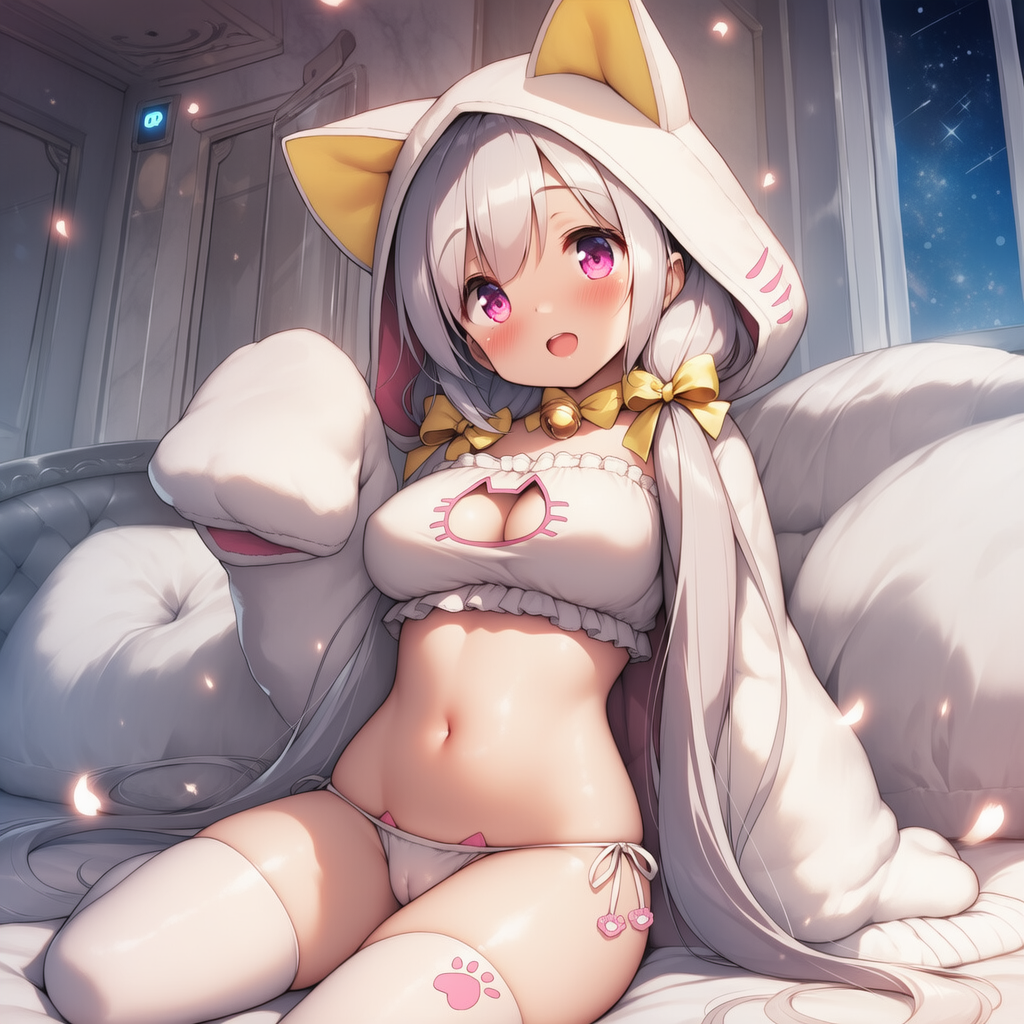 猫耳フード娘(白)
