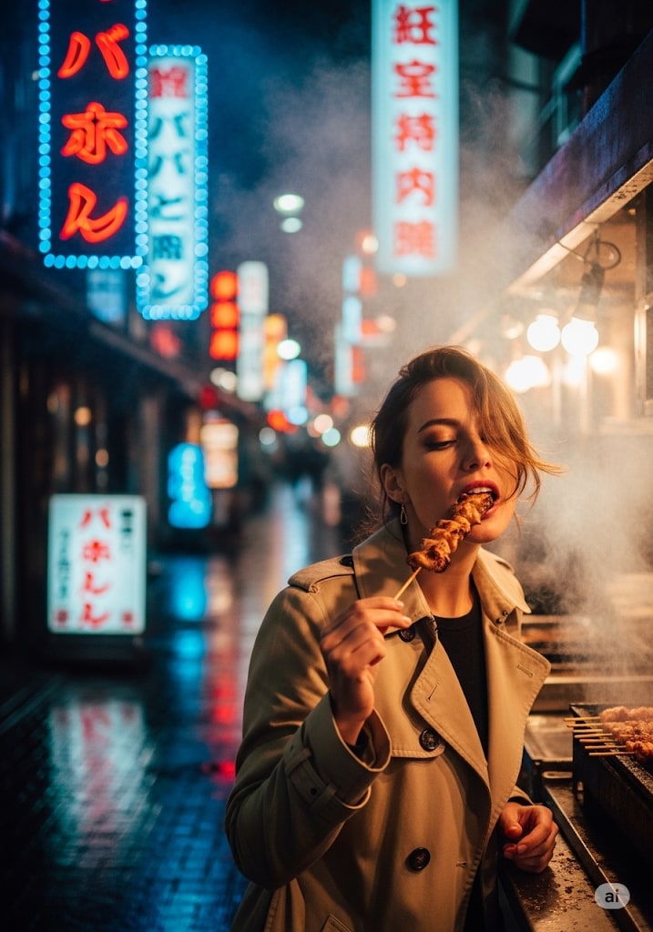 タレの焦げた香ばしさ。これよ、これが都会の夜のサプリメント。 | の人気AIイラスト・グラビア