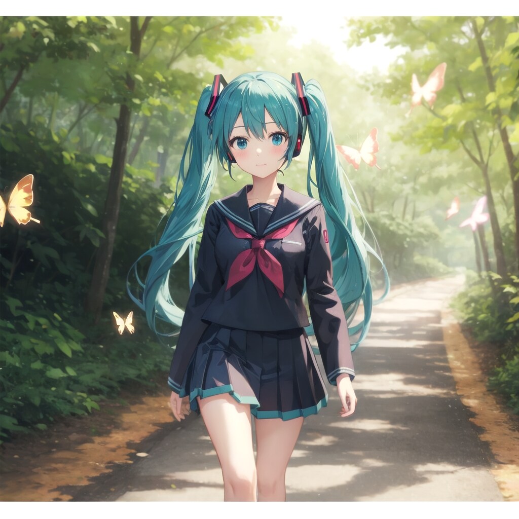 ミクさん、通学中