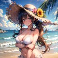 汗も輝く海辺の美女 3枚目