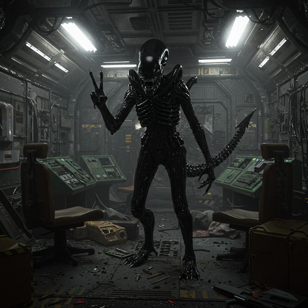 エイリアンがピース✌