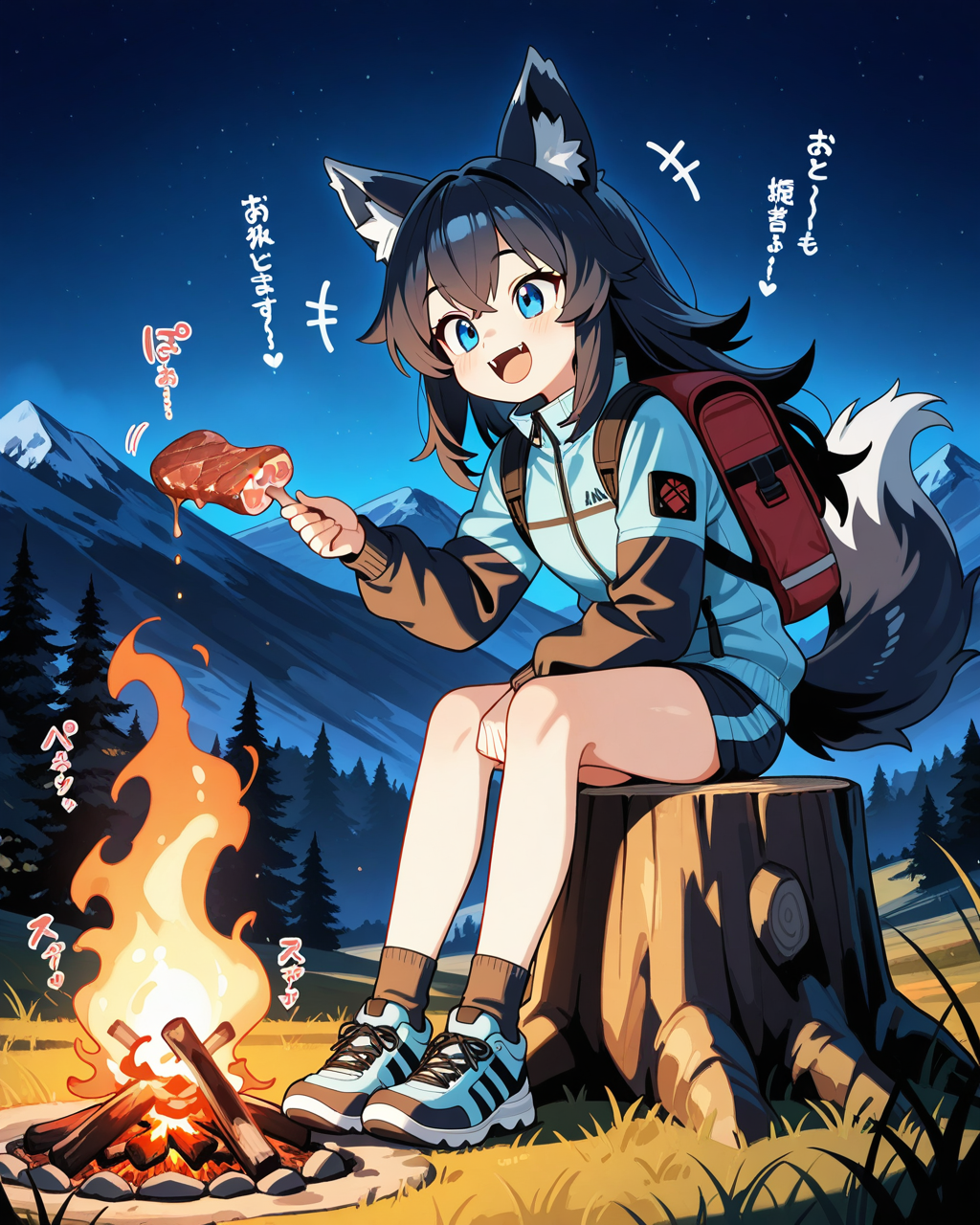 お肉は焚火で・・・♡