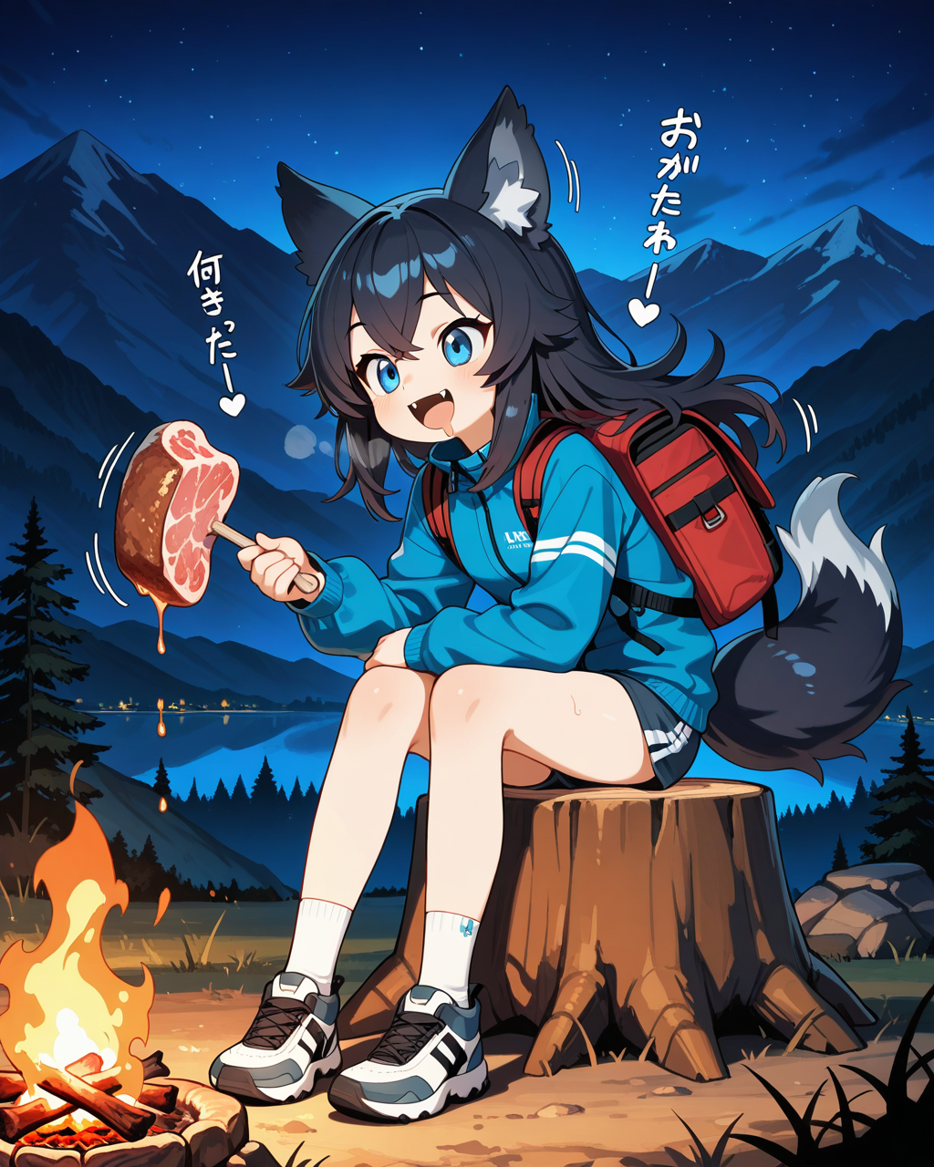 お肉は焚火で・・・♡