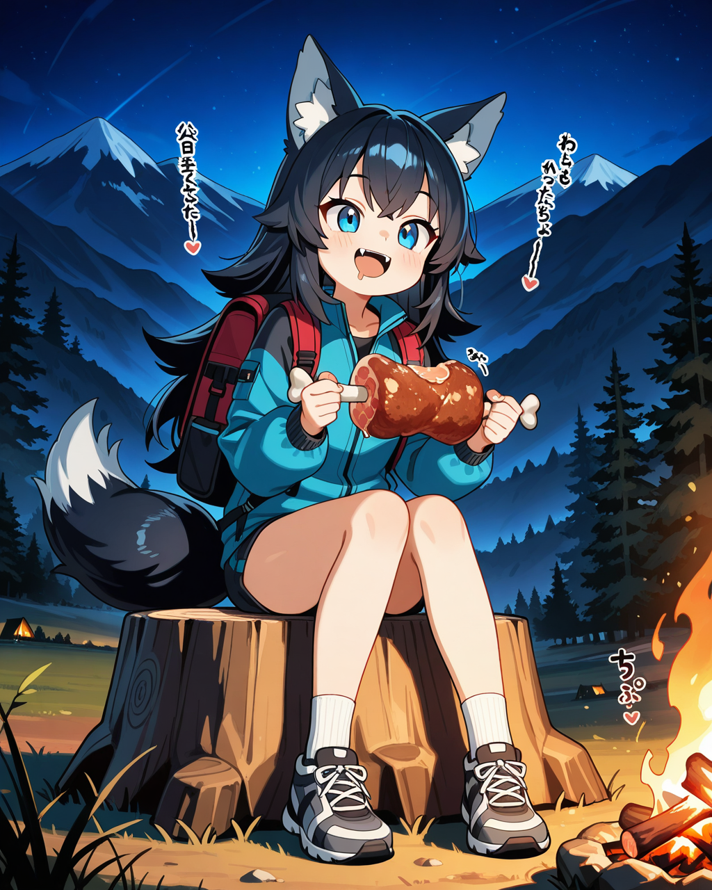 お肉は焚火で・・・♡