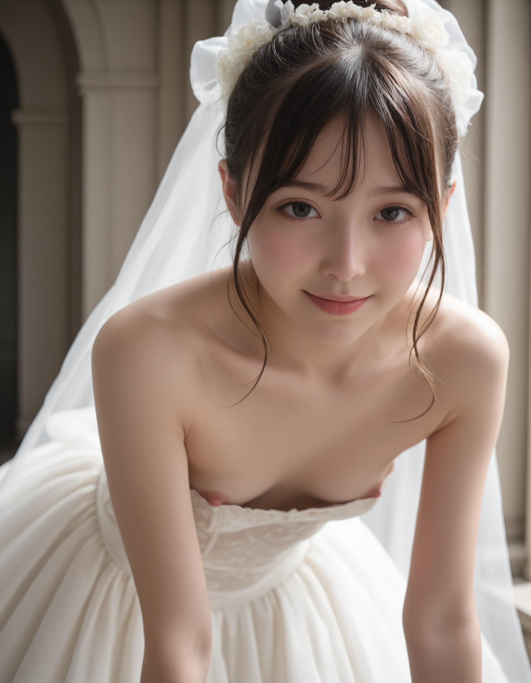 ウエディングドレス乳首チラ２