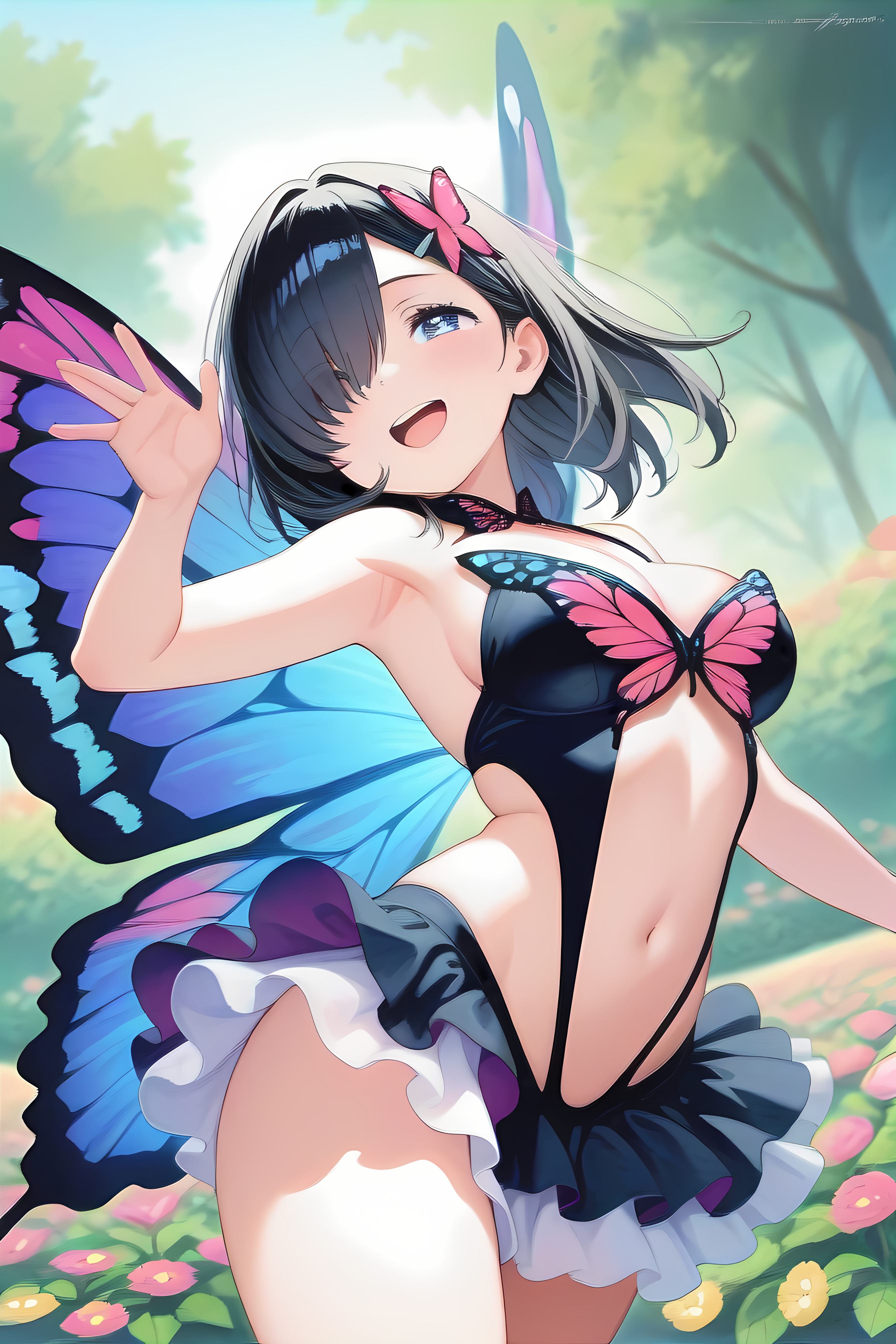野原に舞う蝶