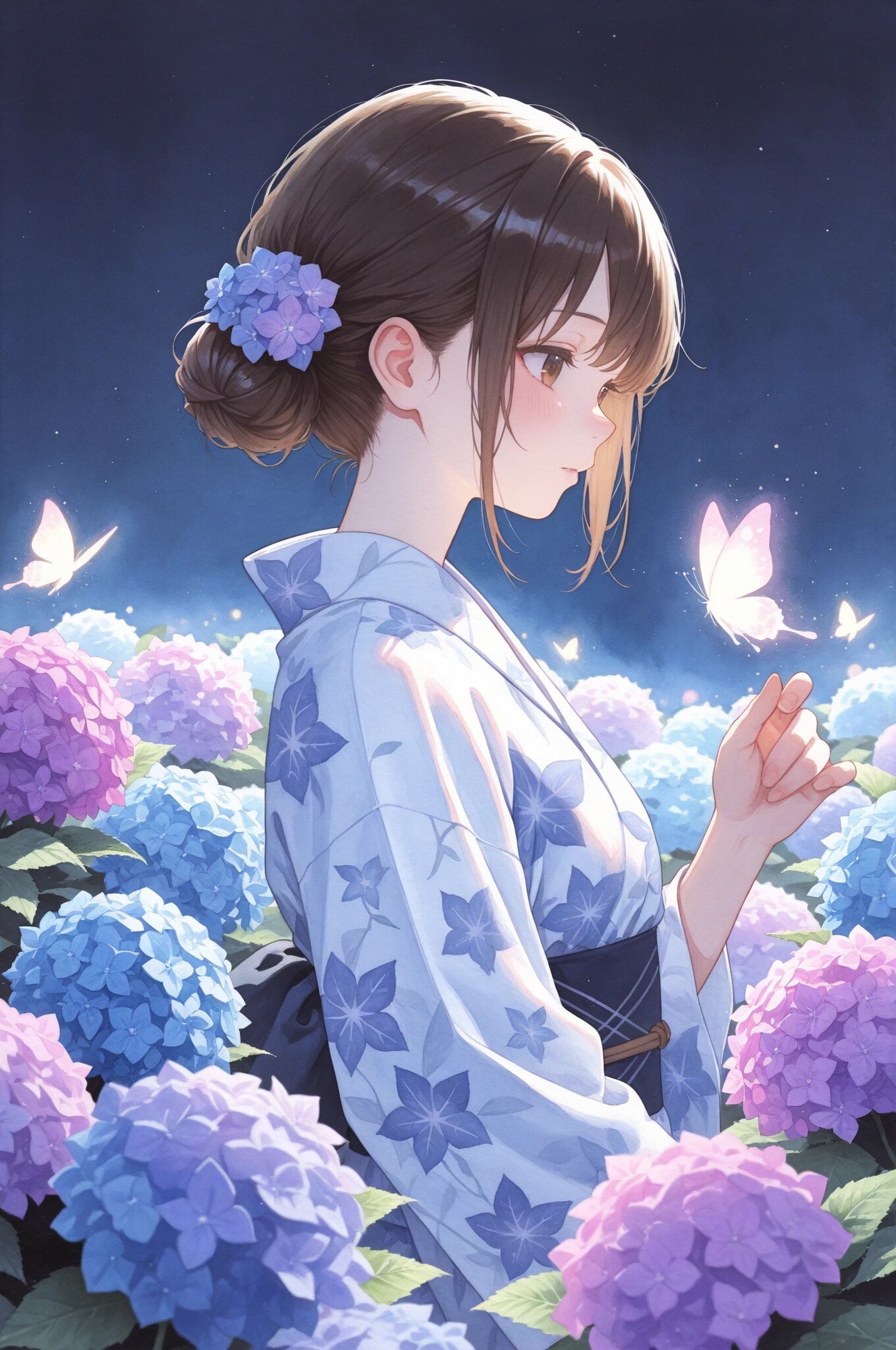 蝶と紫陽花