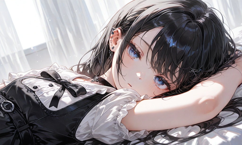 黒髪ロリロングドレス